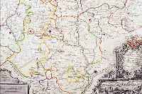 ALTKOLOR. KUPFERSTICHK., V. HOMANN, CA. 1744, MAPPA GEOGRAPHICA COMITATUS OETTINGENSIS, MIT PRIVILEG, UNTEN RE. GROß- ARTIGE ...