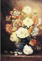 UNBEKANNTER MALER, UM 1900, BLUMENSTILLEBEN,NACH ALTEM VORBILD, ÖL/LWD, RE. U. UNLESERLICHSIGN., CA. 55 X 46 CM, R.