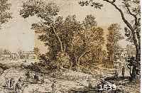 KUPFERSTICH VON W.MOLLAN NACH J. BREUGHELS MARKTGÄNGER, DATIERT 1652, I. MEYSSENS RÄNDER BESCHNITTEN, LEICHT GEBRÄUNT, CA. 14 X 21.5 CM, PP