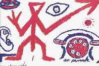 PENCK, A.R., KONVOUT AUS DREI POSTKARTEN- MULTIPLES, FARBOFFSETS, ALLE HANDSIGNIERT, JE CA. 10 X 15 CM, U.GL.