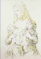 FOUJITA, TSUGUHARU, 1886-1968, MUTTER MIT KIND, FARBLITHOGRAPHIE, HAND- SIGNIERT UND NUM. 75/100, CA. 42 X 28 CM