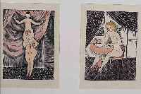 FOUIJITA, TSUGUHARU, 1886-1968, ZWEI KOLORIERTE HOLZSCHNITTE VON 1925, JE CA. 13 X 10 CM, PP, U.GL., R.