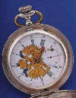 QUALITÄT SALTER HERRENTASCHENUHR SAVONETTE, RUßLAND UM 1910, 875ER SILBER, BEIDE SCHALEN SYM. GRAV. JUGENDST., BLüTENDEKOR, AUF EMAIL- BL. ...