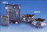 SALZSCHäLCHENPAAR, FRANKREICH UM 1900, JUGENDSTIL, 950ER SILBER, MEISTERMARKE AR, INNENVERG., ORIG. GLASEINSäTZE M. STERN- SCHLIFF, ...