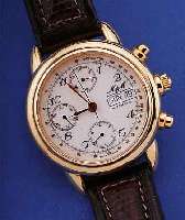 M & M ARMBANDCHRONOGRAPH AUTOMATIK, REF.- NR. 4973, SCHWEIZ UM 1997, METALL HARTVERG., BEIDS. MINERALFLACHVERGL., EMAILFARB. BLATT, 30-MIN.- U. ...