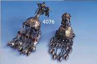 TURKMENENSCHMUCK, 2 SOGN. GUPHAS, UM 1900, SILBER TEILVERGOLDET, 1 X KARNEOL- BESATZ MIT GLöCKCHENABHäNGUNG, L. CA. 19 CM, ...