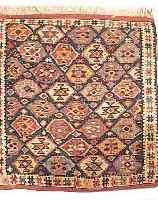 SHASAWAN-KELIM, PERSIEN, 57 X 50CM, EHZ 3 WOLLE MIT SEIDE, UM 1900