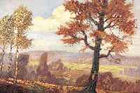 ALBERTI, C., LANDSCHAFTSMALER DES 19./20. JH., BLICK IN EINE WEITE LANDSCHAFT IN KRäFTIGEN HERBSTFARBEN, ÖL/LWD.,(REST.), SIGN., 58 ...