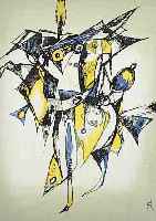 CAVAEL, ROLF, 1898-1979, COMPOSITION, FARBLITHOGRAPHIE, HANDSIGN. UND BEZEICHNET, NUMMERIERT 11/67, CA. 33 X 27 CM U. GL. GER.