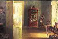 GEHRMANN, PAUL, *1861 BERLIN, FüR SEINE INTERIEURS UND STILLEBEN BEKANNTER BERLINER KüNSTLER, HIER: BIEDERMEIER - MUSIKZIMMER, ÖL/LWD. ...