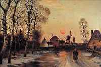 MöHKER, H., DüSSELDORFER SCHULE ANFANG 20. JH., NIEDERRHEINISCHE WINTERLANDSCHAFT MIT PERSONENSTAFFAGE, ÖL/HOLZ, SIGN., 60 X 80 ...