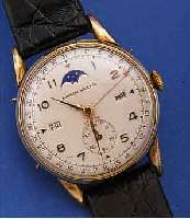 KINGSTON WATCH CO HERRENARMBANDUHR VOLLKALEN- DER, REF.-NR. 3228, SCHWEIZ UM 1950, METALL VERG., BER., EDELST.-BODEN U. GLASR. GEDR., INCL. ...