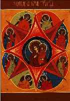 IKONE, RUSSLAND, UM 1900, GOTTESMUTTER VOM UNVERBRENNBAREN DORNBUSCH, RESTAURIERT, CA. 30 X 26 CM