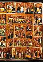 VIELFELDERIKONE, RUSSLAND, UM 1880-1900, MIT VERSCH. DARSTELLUNGEN AUS DEM LEBEN CHRISTI, CA. 53 X 43,5 CM, RESTAURIERT