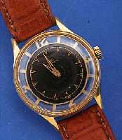 EBEL HERRENARMBANDUHR VIDEOMATIC, SCHWEIZ UM1954, METALL VERG., BER., BEIDS. VERGL., IM STD.-BER. SKELETT., KAL. 360, 17 ST., ZENTRAL-ROTOR, ...