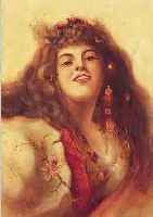 SPANISCHER KüNSTLER D. 19./20. JH., SPANISCHE DAME MIT LANGEN GEWELLTEN HAAREN, ÖL/LWD., UNLESERL. SIGN. O. BEZ. U. DAT. 1903 (P. BIUGEZ ...