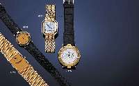 CARTIER DAMENGOLDBANDUHR, REF.-NR. 782100593SCHWEIZ/FRANKREICH UM 1989, GG/WG 750/000, BODEN SEITL. 4-FACH GESCHR., EMAILFARB. ...