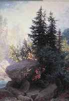 UNBEK. LANDSCHAFTSMALER 19. JH., FELSEN AN EINEM GEBIRGSBACH, ÖL/LWD. (MIN. REST.), UNSIGN., 55 X 45 CM, R.