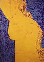 FUCHS, ERNST, PROF., GEB. 1930 WIEN, EINE SERIGRAPHIE "CHERUBSKOPF BLAU-GELB", HANDSIGN. U. NUM. 77/200, 68 X 45 CM