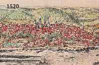 KUPKUPFERSTICH, AUS BRAUN & HOGENBERG, UM 1580, ANSICHT DER STADT TRIER, SEKUNDÄR KOLORIERT, CA. 16 X 47 CM, PP, U.GL., R.