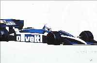 UNBEKANNTER MALER, 2. HäLFTE 20. JH., DARSTELLUNG EINES FORMEL-1-RENNWAGEN, GOUACHE AUF PAPIER, RE. U. UNLESERLICH SIGN., CA. 12 X52 CM, PP, ...