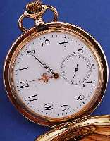 UNION/DÜRRSTEIN HERRENTASCHENUHR SAVONETTE, DEUTSCHLAND/SCHWEIZ UM 1904, ROSE-G. 585/000, BEIDE SCHALEN SYM. GUILL., RAND GEPERLT, NUTZSP. ...