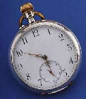 UNION/DÜRSTEIN HERRENTASCHENUHR OFFEN, DEUTSCHLAND UM 1900, 800ER SILBER, EMAILBL. FEIN HAARR., CUV. M. VERKäUFERSIGN., 3/4- ...
