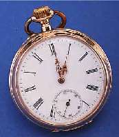 TEUTONIA HERRENTASCHENUHR OFFEN, DEUTSCHLAND/SCHWEIZ UM 1910, RG 585/000, AUßEN GLATT, NUTZSP. WURDEN üBERARB., EMAILBL., METALLCUV.,HAUSMARKE ...
