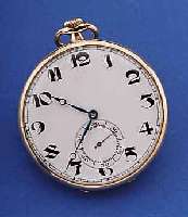 CYMA/TAVANNES HERRENTASCHENUHR OFFEN, SCHWEIZ/ENGLAND UM 1935, ROSE-G. 375/000, METALLZIFFERBL. REST., GEBL. STAHLZEIGER, 15 ST., ...