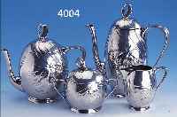 4-TEIL. KAFFEE- UND TEESET, DEUTSCH, KREFELD, ZINN VERSILBERT, UM 1902/03, REINER JUGENDSTIL, MEISTERMARKE GERHARDI, KREFELD, LIT.: ...