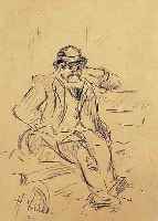 ZILLE, HEINRICH, 1858-1929, SITZENDER MANN, KOHLEZEICHNUNG AUF GEBRäUNTEM PAPIER, LI. U. HANDSIGNIERT, CA. 22 X 16 CM, PP, U.GL., ...
