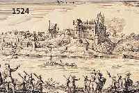 KONVOLUT VON 2 BLATT, KUPFERSTICHE V. STEINHEIM UND UMGEBUNG: 1.) KUPFERSTICH V. M. MERIAN, GA. STEINHEIM, 12 X 32 CM; 2.) ALTKOLOR. ...