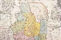 ALTKOLOR. KUPFERSTICHK., V. HOMANN, CA. 1750, PROTOPARCHIAE MINDELHEMENSIS NOVA TABULA GEOGRAPHICA, MIT PRACHTVOLLER GR. KARTUSCHE ...