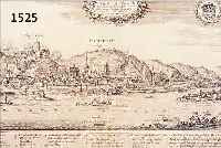 KONVOLUT VON 6 BLATT BACHARACH UND UMGEBUNG, 1.) KUPFERSTICH V. M. MERIAN, GA.BACHARACH MIT ERKLäRUNGEN AM UNTEREN RAND, TADELLOSES EXEMPLAR, ...