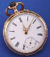 IWC HERRENTASCHENUHR LEPINE, SCHWEIZ UM 1891, ROSE-G. 585/000, ALTERSBED. BER./DELLIG,EMAILBL., METALLCUV., 2/3-PLATINENWERK M. 3 VERSCHR. ...