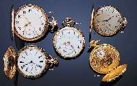 IWC HERRENTASCHENUHR LEPINE, SCHWEIZ UM 1904RG 585/000, AUF BODEN VERSCHL. SCHMUCKMONOGR. HA, ORIG.-EMAILBL. SIGN., GOLDCUV. M. WID- MUNGSGRAV. ...