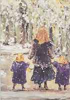 BELLARTZ, ELISABETH, ZEITGEN. KüNSTLERIN AUS BIELEFELD, HIER: DER WINTERSPAZIERGANG, FARB- OFFSET, HANDSIGN. UND DAT.1992, NUM. 67/200, CA. 48 X ...