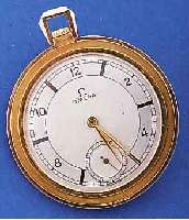 OMEGA HERRENTASCHENUHR LEPINE, SCHWEIZ UM 1936, ART DECO, GG 585/000, BODEN U. GLASR. GEDR., 2-FARB. VERS. ORIG.-BLATT, 17 ST., KOMP.-UNR., ...