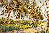 SCHULTZ, JOSEF, , DATIERT DüSSELDORF 1934, BäUME AM WEGRAND, ÖL/LWD, RE. U. SIGN., CA. 68 X 78 CM, R.