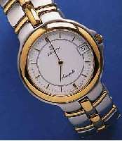 ZENITH HERRENARMBANDUHR "ACROPOLIS", QUARTZWERK STAHL/GOLDPLAQUé, DAT.-ANZEIGE M. SCHNELLKORR., BODEN U. KRONE VERSCHR., AB HERST. B. ...