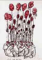 UNGERER, TOMI, HAUT LES TETES, LITHO- GRAPHIE IN SCHWARZ UND ROT, HANDSIGNIERT UND NUM. 39/100, CA. 41 X 31 CM