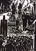 MASEREEL, FRANS, 1889-1972, ZWEI HOLZ- SCHNITTE AUS: DAS GESICHT HAMBURGS, BEIDE HANDSIGN., JE C.A 13 X 10,5 CM, PP