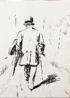 URY, LESSER, 1861-1931, DER FLANEUR, LITHOGRAPHIE VON 1921, LI. U. HANDSIGNIERT, CA. 21 X 16 CM, PP, U.GL., R.