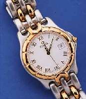 CHAGAL HERRENARMBANDUHR, SCHWEIZ UM 1994, EDELST. MATT. INCL. BAND, ZWISCHENGL. WIE LüNETTE HARTVERG., BOMB. SAPHIRGL., BODEN GEDR., ...