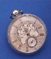 HERRENTASCHENUHR OFFEN, ENGLAND UM 1846, HALLMARK VON LONDON, SILBER, SCHLüSSELAUFZUG, STAUBSCHUTZ, SILBERZIFFERBL. M. RöM. AUFGEL. ...