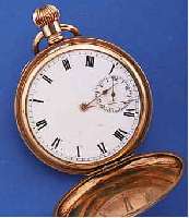WALTHAM HERRENTASCHENUHR SAVONETTE/TRAVELER, USA UM 1912, METALL ROSE-G.-AUFL., VERSCHL. SCHMUCKMONOGR. RL, PERF. EMAILBL., OBWOHL GEHFäHIG, ...