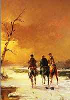 BORBELY, MICHAEL, UNGARISCHER MALER DES 20. JH., REITER IN DER VERSCHNEITEN PUSTA, ÖL/LWD, RE. ...