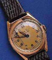 CORTEBERCORTEBERT HERRENARMBANDUHR, SCHWEIZ/ENGLAND UM 1943, RG 375/000, BODEN U. GLASR. GEDR., AUßER LEDERB. U. GLAS ORIG.-ZUSTAND, BLATT ...