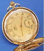 JUNGHANS/ZENTRA HERRENTASCHENUHR SAVONETTE, DEUTSCHLAND UM 1935, WALZGOLDDOUBLE 20 MICRON BEIDE SCHALEN STREIFENDEKOR, 2-FARB. VERG. BLATT, VERG. ...