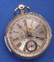 G.AARONSON HERRENTASCHENUHR OFFEN, ENGLAND UM 1888, SILBER, SCHLüSSELAUFZUG, STAUBSCHUTZ,HALLMARK LONDON, SILBERZIFFERBL. M. GG-APLI- KATIONEN U. ...